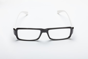 Classic simple eye glasses on white background