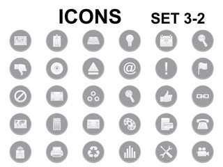 set of black and white round icons
