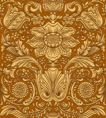 Vintage brown seamless pattern baroque