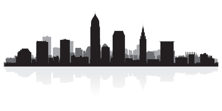 Cleveland City Skyline Silhouette