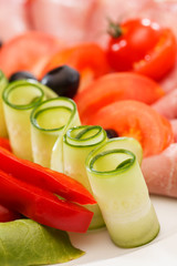 Meat appetizer with vegetables