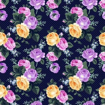 Seamless pattern with vintage roses