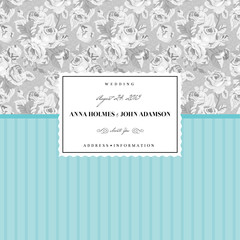 Mint card for a wedding with an elegant gray background of roses