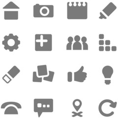 Set of simple gray icons for design.