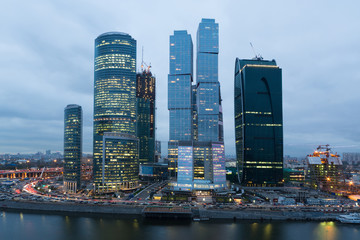Cityscape of skyscrapers of Moscow City