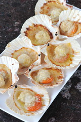 Scallops shell on a plate