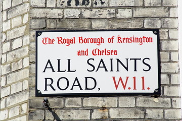 Fototapeta na wymiar All Saints Road street sign