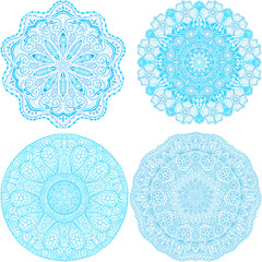 Indian ornament, kaleidoscopic floral pattern, mandala. Set of f