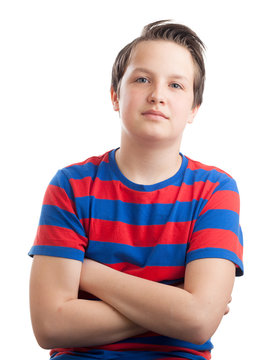 Teenage boy (Causian) waist up portrait
