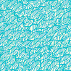 Vector Seamless winter texture with leaf in blue theme
