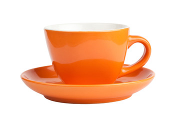 Empty orange cup, front view