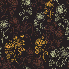 Colorful floral seamless pattern in cartoon style. Seamless patt