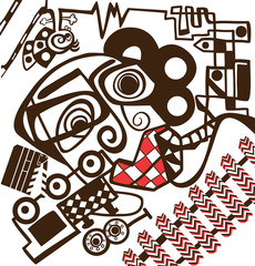 Psychedelic portrait, abstract face, t-shirt design