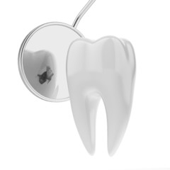 tooth and  dentist mouth mirror