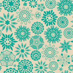 Fototapeta na wymiar Floral seamless pattern with flowers. Copy square to the side an