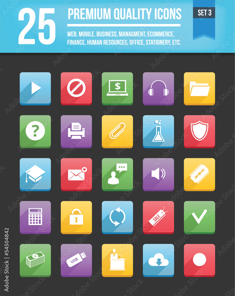 Poster modern universal vector icons for web and mobile set 3