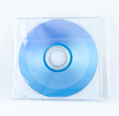 cd case box in the plastic wrap on white background