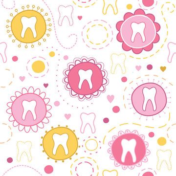 Cheerful seamless texture with cartoon teeth