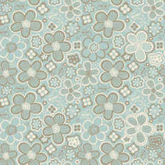 Colorful floral seamless pattern in cartoon style. Seamless patt