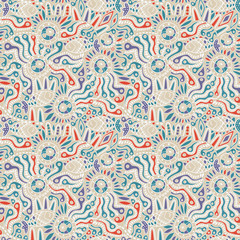 Ethnic seamless pattern. Copy square to the side and you'll get