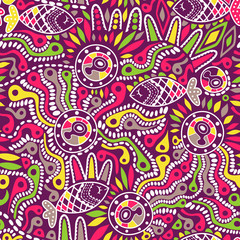 Ethnic seamless pattern. Copy square to the side and you'll get