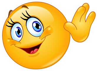 Female emoticon waving hello © Yael Weiss