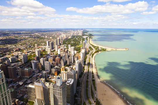 Chicago Lake Shore Drive Aerial View