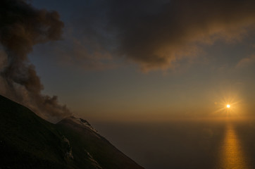 Sunset from the top of an active volcano