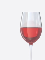 Glass of red wine on a white background
