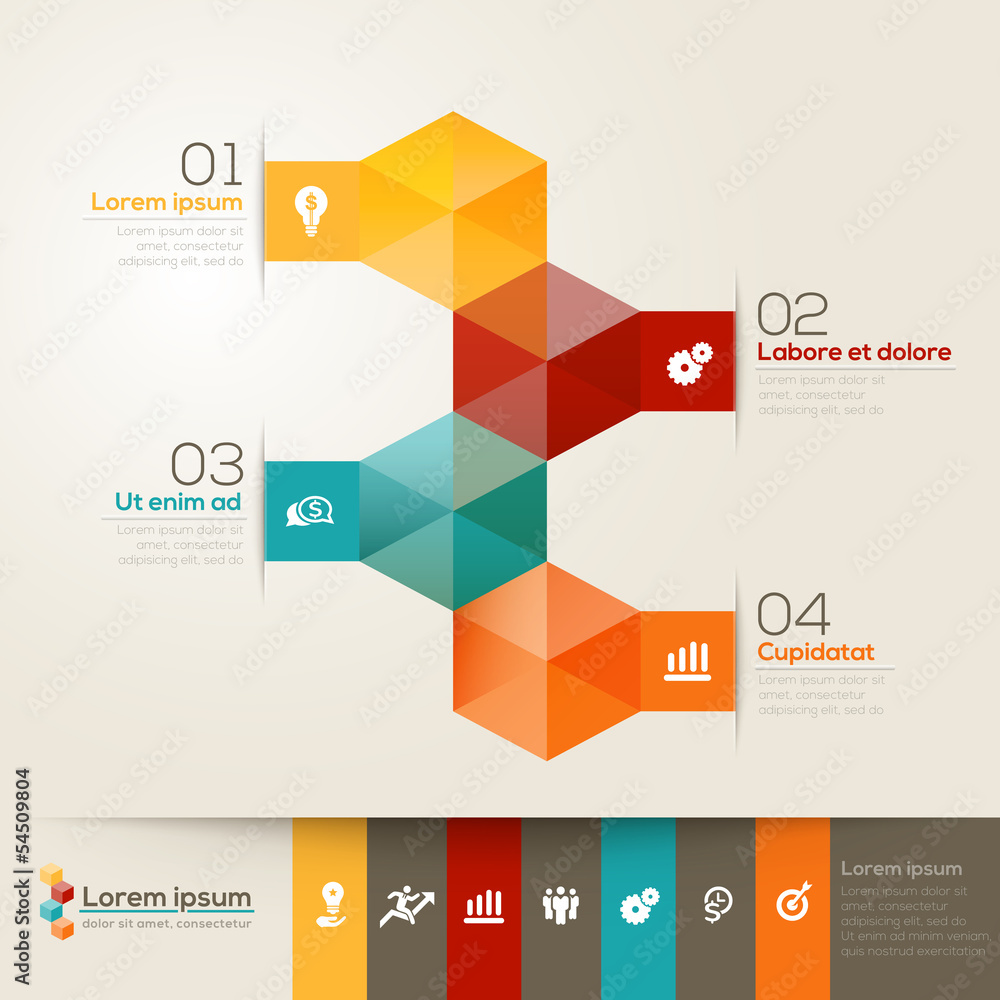 Wall mural colorful isometric shape design layout
