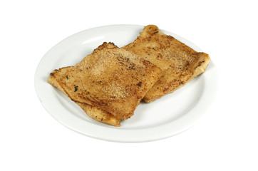 French toast on a white background.