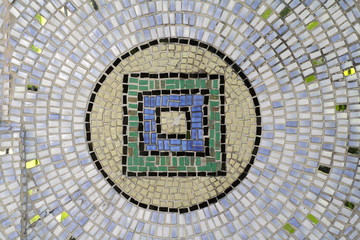 Modern Mosaic squares and circles radiating out