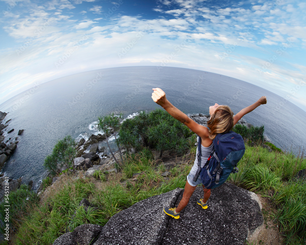 Wall mural hiker