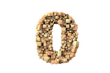 Number zero shape  build with wood particles