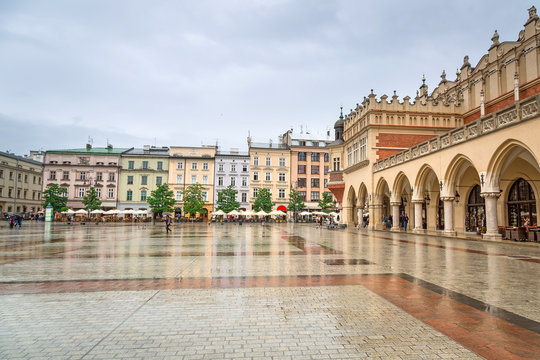 Old town of Cracow with Sukiennice landmark, Poland