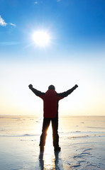 Fototapeta premium Silhouette of a winner. Sport and active life concept