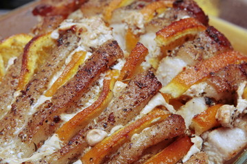 Pork fillet baked with oranges and spices