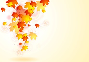 Fototapeta na wymiar Abstract autumn background with falling leaves