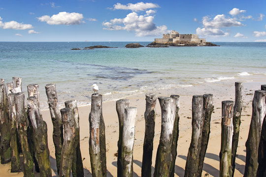 Fort national on island Petit Be in Saint-Malo, Brittany, France
