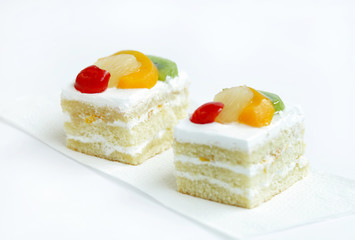 Delicious fruit pastry, selective focus