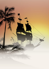 treasure island galleon sunset