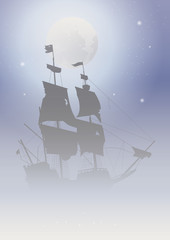 treasure island galleon night