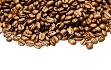 beans of coffee isolated on white background