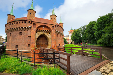 Fototapeta Cracow barbican - medieval fortifcation at city walls, Poland obraz