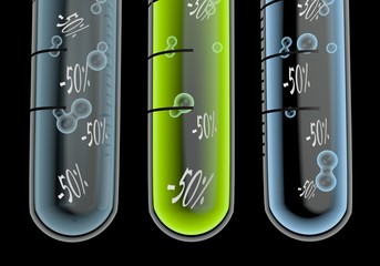 Illustration of a medical discount icon  in three test glasses