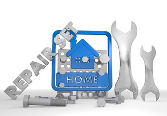 3d graphic of a abstract home icon repair set