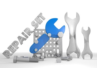Illustration of a technical tools sign repair set