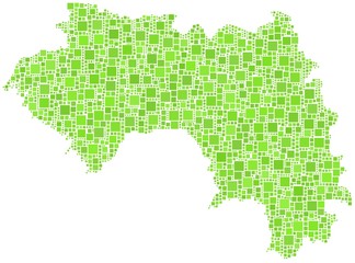 Fototapeta na wymiar Map of the Republic of Guinea in a mosaic of green squares