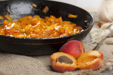 jam and fresh apricots
