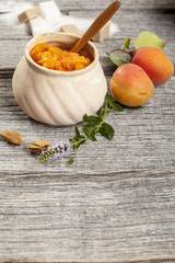 jar with apricot jam